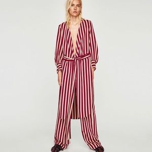 Zara Red Striped Kimono Tunic NWT Size L